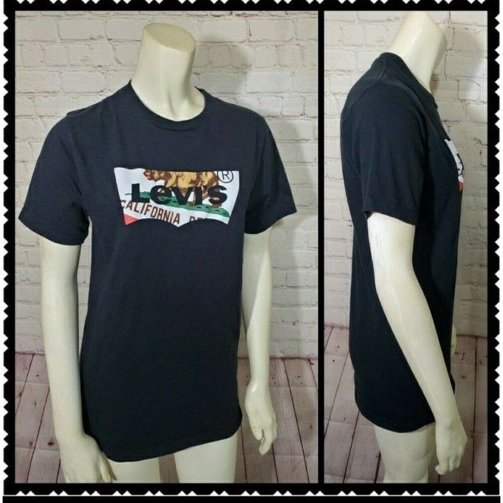 Levis T Shirt Small Mens Graphic Short Sleeve Black 100%‎ Cotton